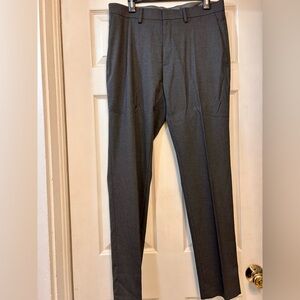 Kenneth Cole Gray Dress Pants Straight-Leg Wool-Blend